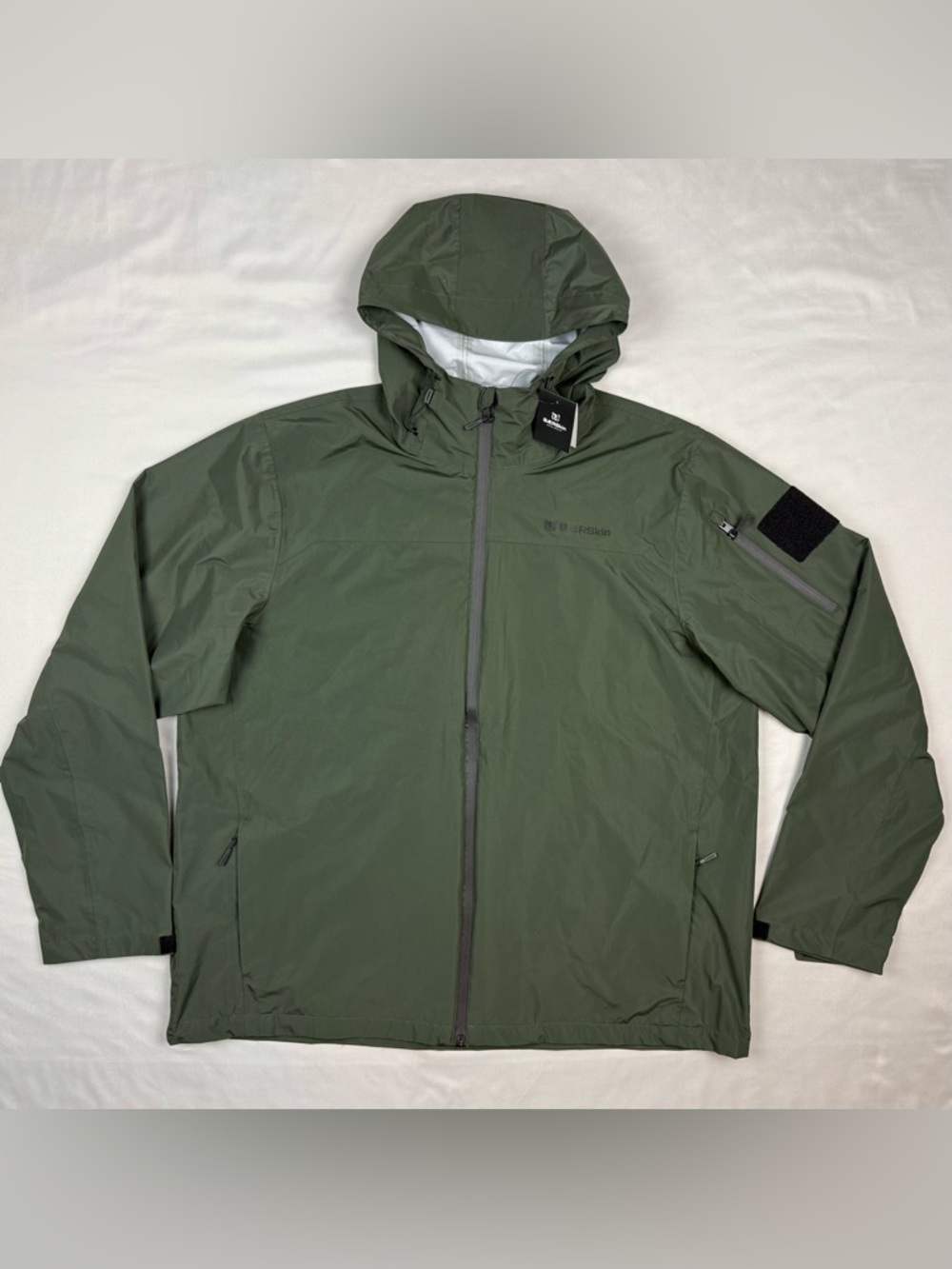 Baerskin Tactical Mens Rain Jacket XL Hooded Full Zip Olive Green